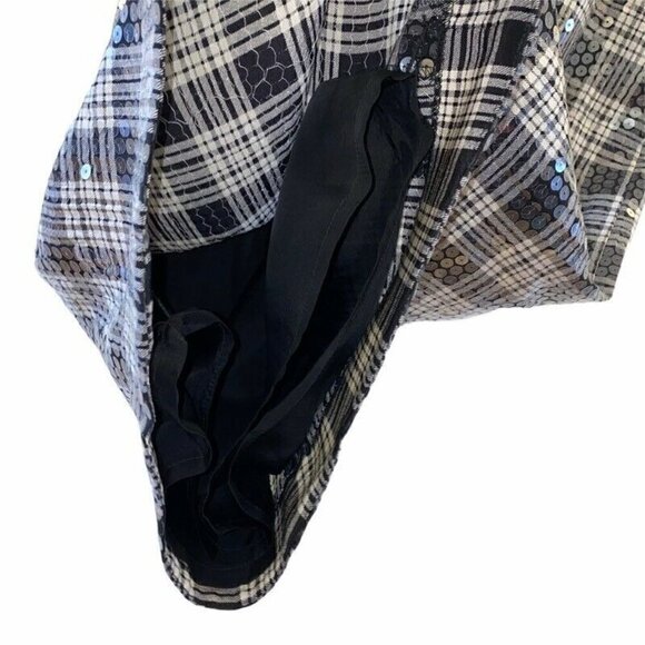 Albert Nipon Sheath Dress Black Plaid Sequin 4 - Picture 3 of 8